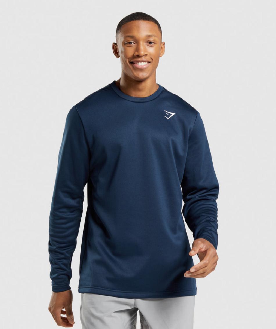 Correr Con Capucha Gymshark Arrival Crew Sweatshirt Hombre Azul Marino | CO 3686GSO